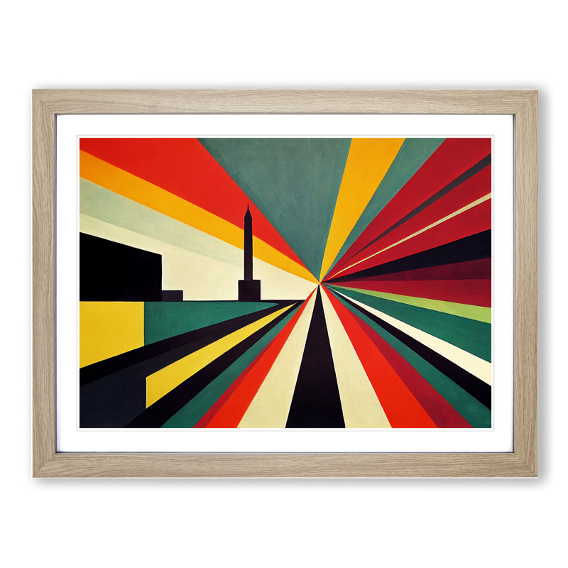 Stunning Skyline Architecture Abstract 1 Piece Single Picture Frame Wall Art, 25cm H x 34cm W x 2cm D, Oak Framed