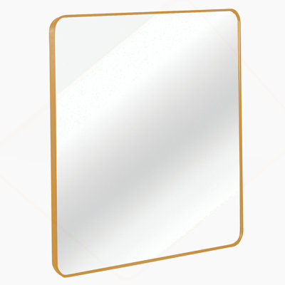 36in x 36in Inch Gold Metal Framed Square Bathrrom Mirror for Wall.