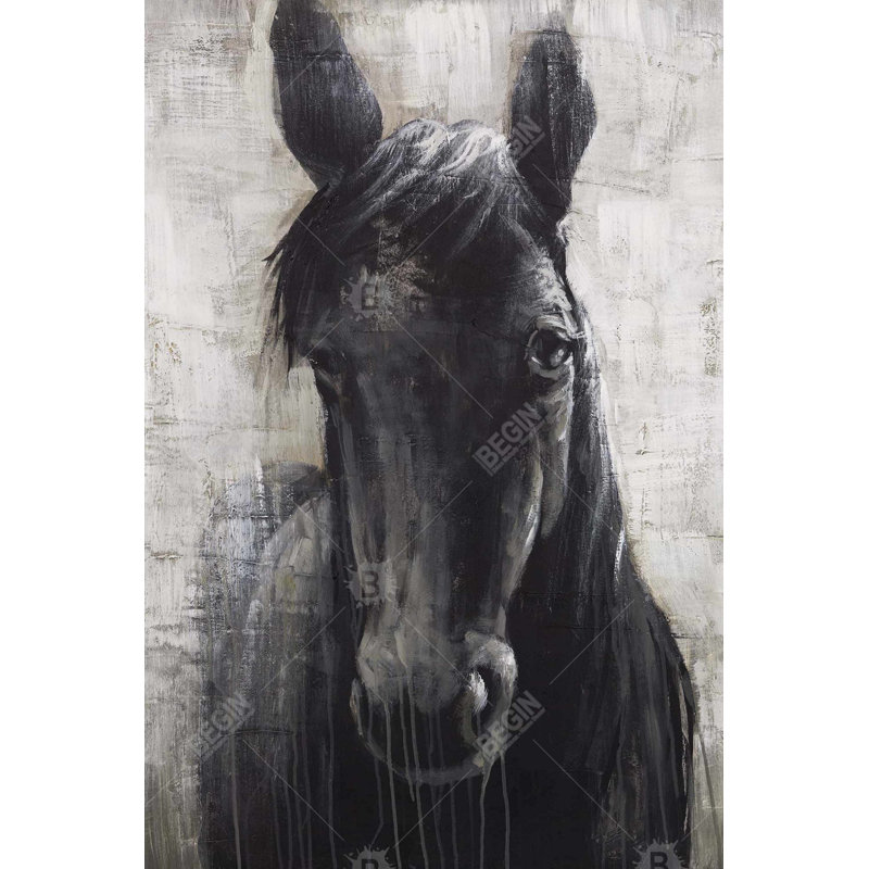Black Horse Canvas - Farm Animals Home Decor