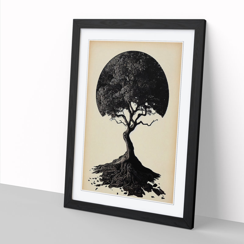 Tree Art Design Vol.1 - Single Picture Frame Print, Black, 64cm H x 46cm W x 2cm D