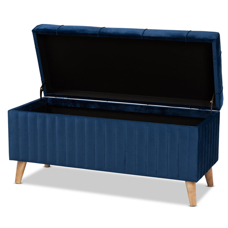 Velvet Ottoman, Navy Blue Velvet