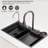 33 X 22 Inch Stainless Steel Single Bowl Drop-In Kitchen Sink With Waterfall Faucet, Pull-Down Sprayer And Built-In Workstatio