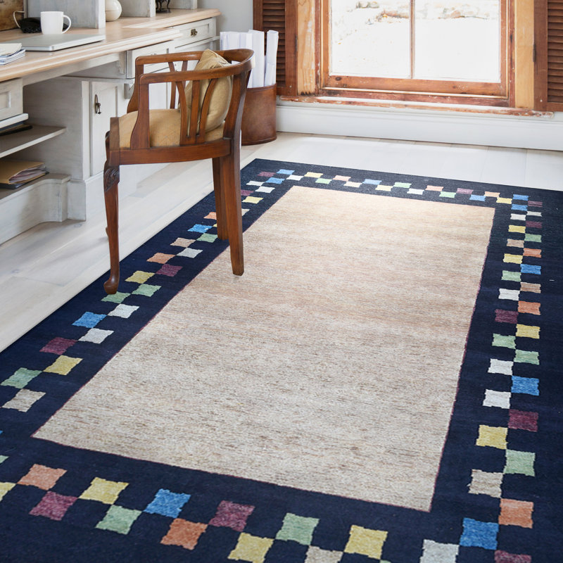 Wool Southwestern Area Rug in Gold, Rectangle 8' x 10'