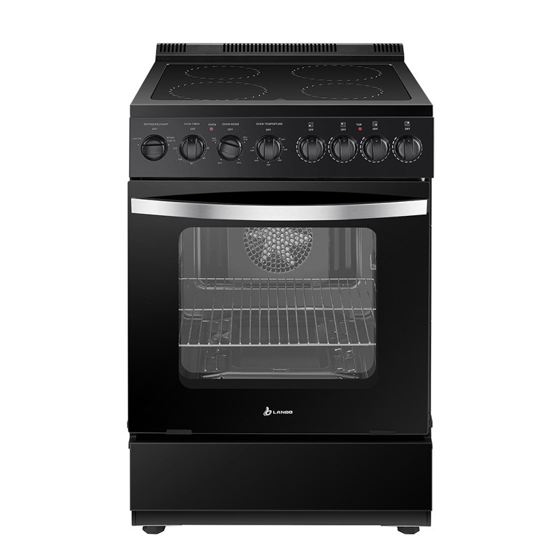 Cuisinière électrique autoportante 24 po avec rôtissoire et four à convection véritable Lanbo, noir
