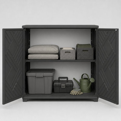 200 Gallons Diamond-Shaped Outdoor Storage Cabinet with Adjustable Shelf