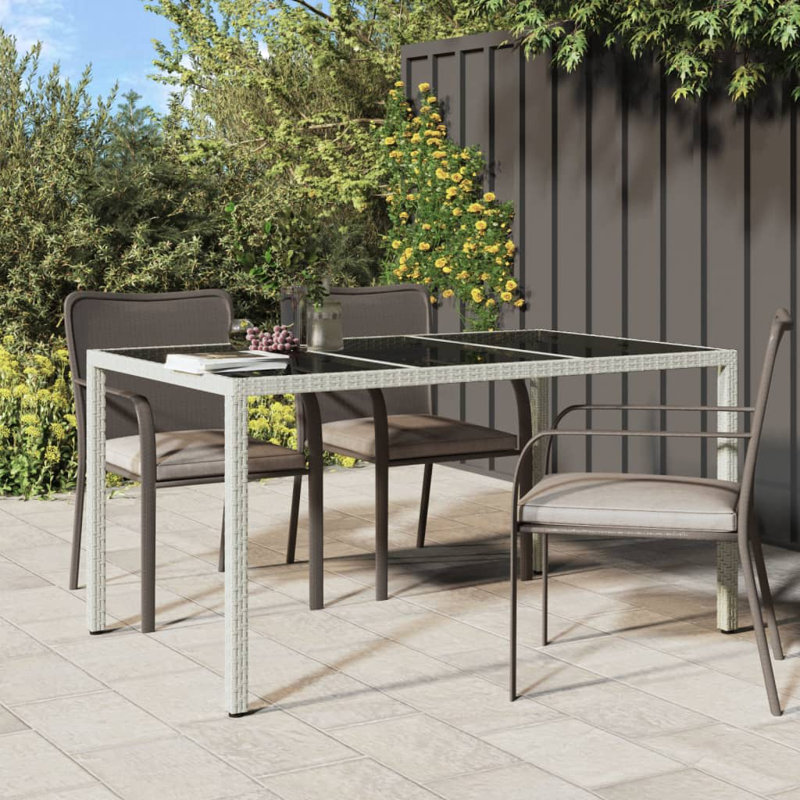 Table de patio en verre trempé et poly rotin Latitude Run®, H 29,5 po x l 35,4 po x L 59,1 po, Blanc