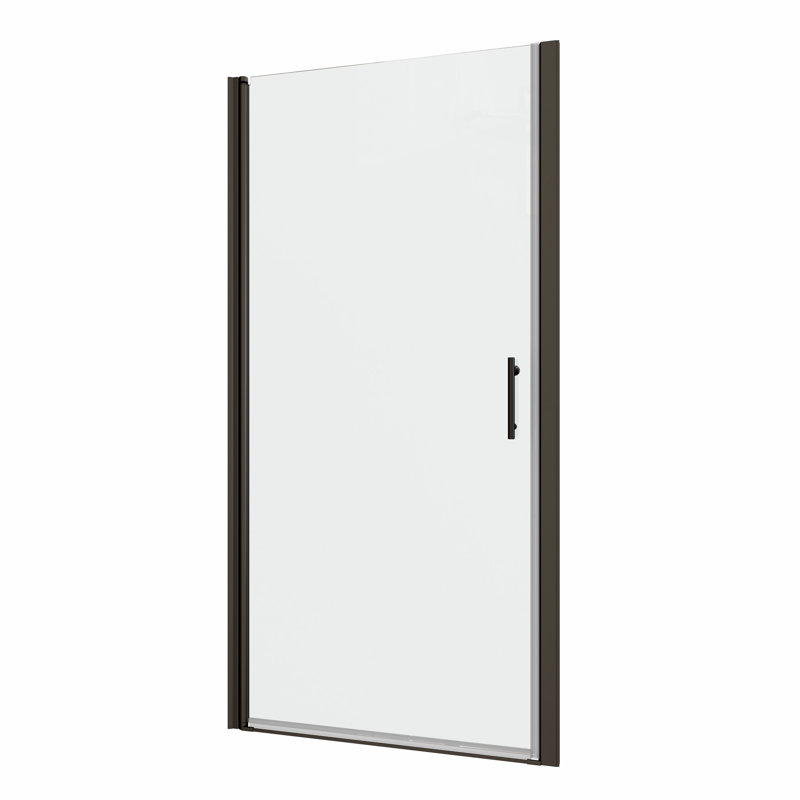 Porte de douche à pivot de qualité avec verre trempé 1/4 po - noir mat