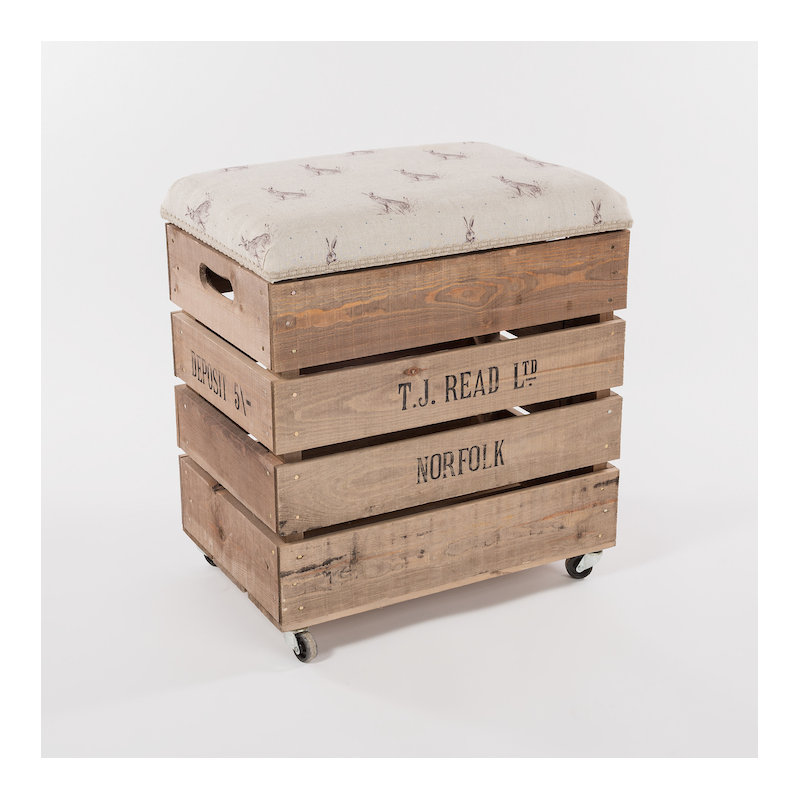 Theodora Upholstered Counter Stool with Solid Wood Frame, Blue Dot Hare