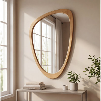 Miroir mural 20 "x 30" en bois massif irrégulier, finition chêne