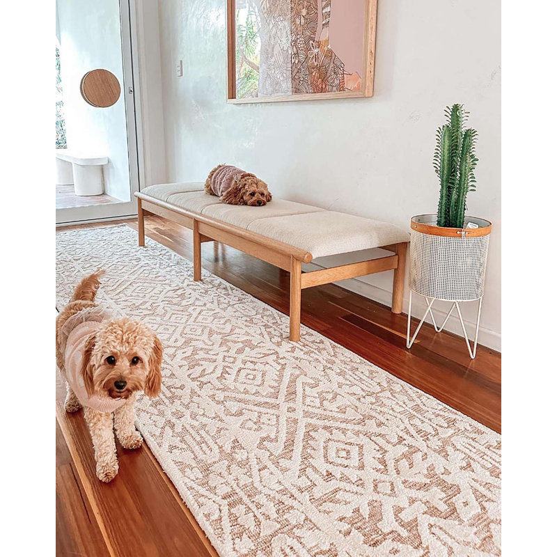 Tapis floral en microfibre tissé à la machine Floral, Tapis de couloir 2 pi 7 po x 13 pi