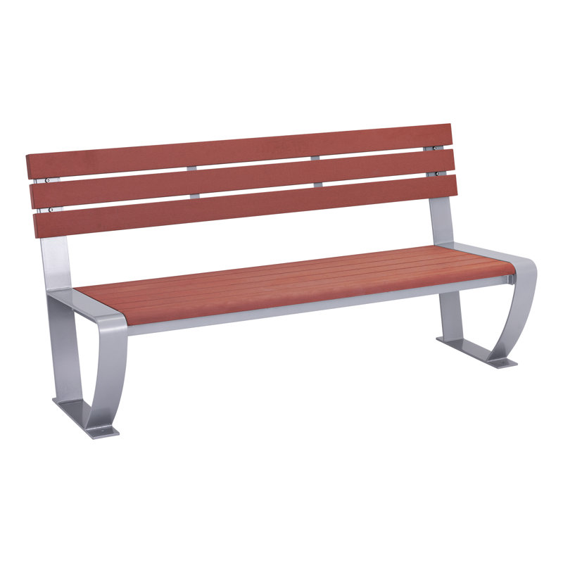 Open Air Series Recycled Plastic, Modern Premium Bench with Back