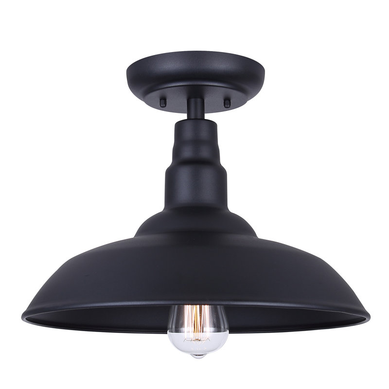 Valec Matte Black 14'' W 1 - Bulb Outdoor Semi Flush Mount