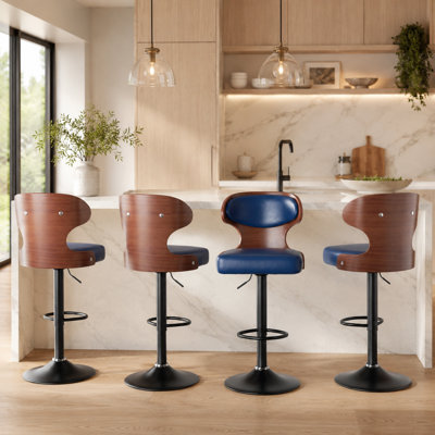 Bentwood Adjustable Height Swivel Bar Stool