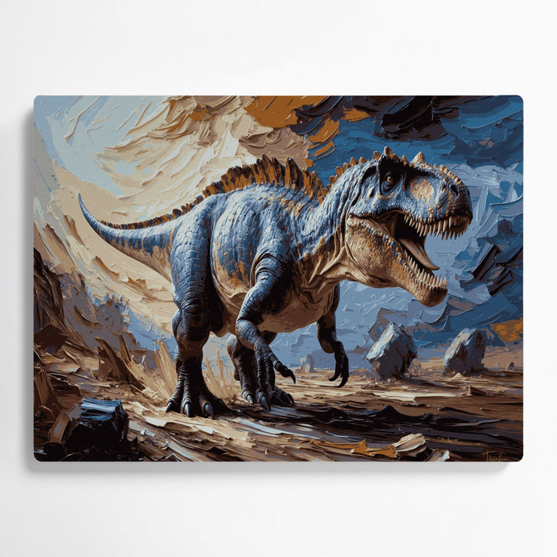 «Dinosaur Giganotosaurus», art mural en métal gris, H 11 po x l 14 po