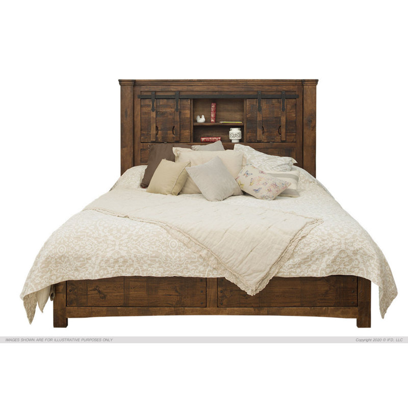 Solid Wood Bookcase Bed, Queen