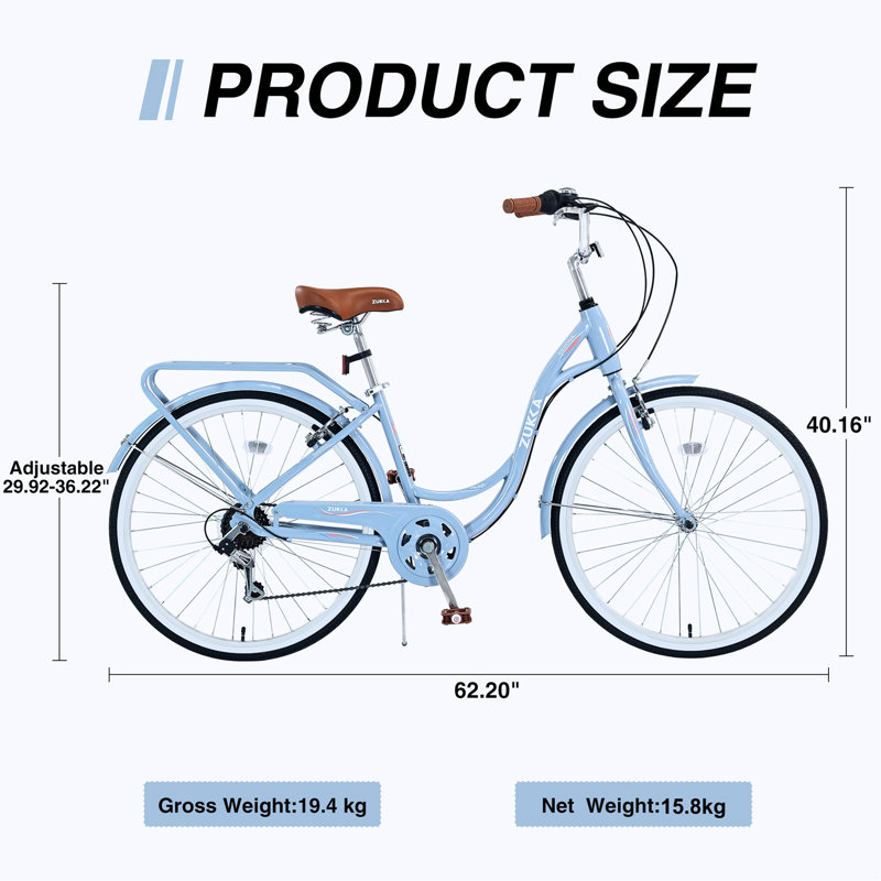 7 vitesses, cadre en acier, plusieurs couleurs pour dames, vélo de 24 pouces