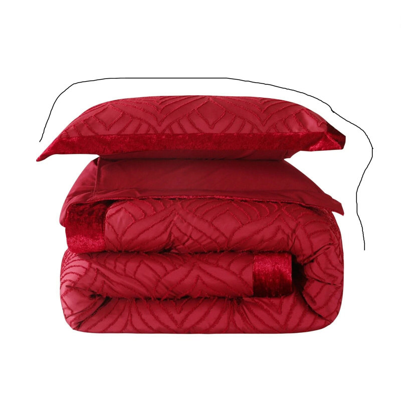 Polyester Bedspread with Pillow Shams, Red