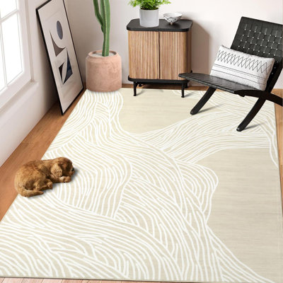Rectangle Striped Washable Area Rug