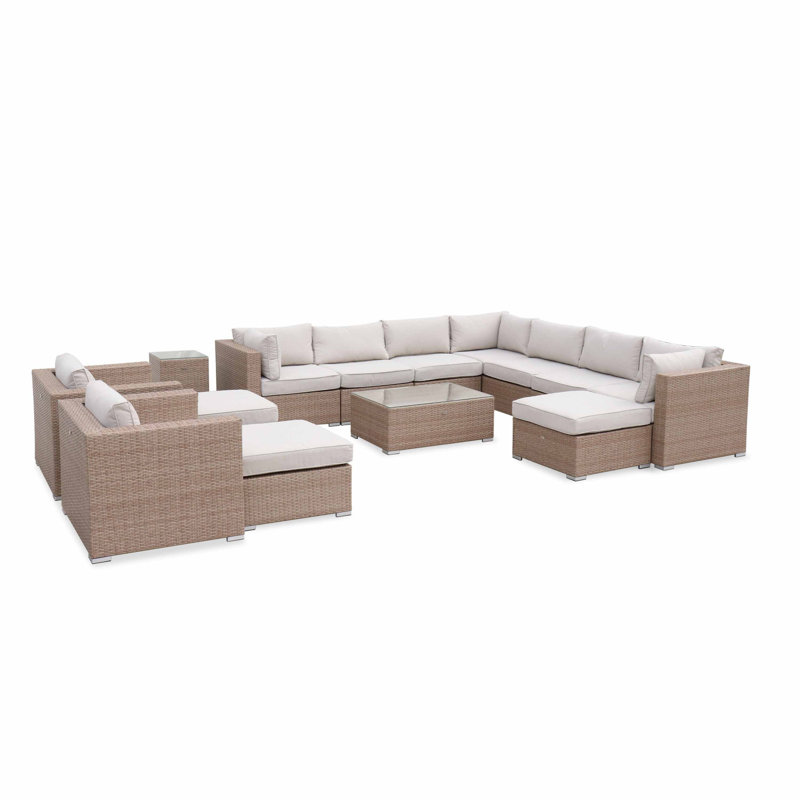 Jacob-James 14 Seater Rattan Garden Furniture Large Sofa Set Table - Ready Assembled