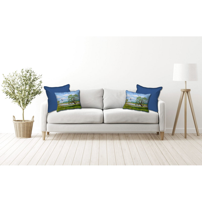 Coussin intérieur / extérieur Blue Heron Over Marsh, H 16 po x l 20 po