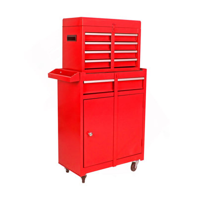 Tool Chest, 5-Drawer Tool Box Organizer W/Lockable Wheels & Sliding Drawers & Detachable Top & Adjustable Shelf, Tool Storage Cabinet For Garage Works