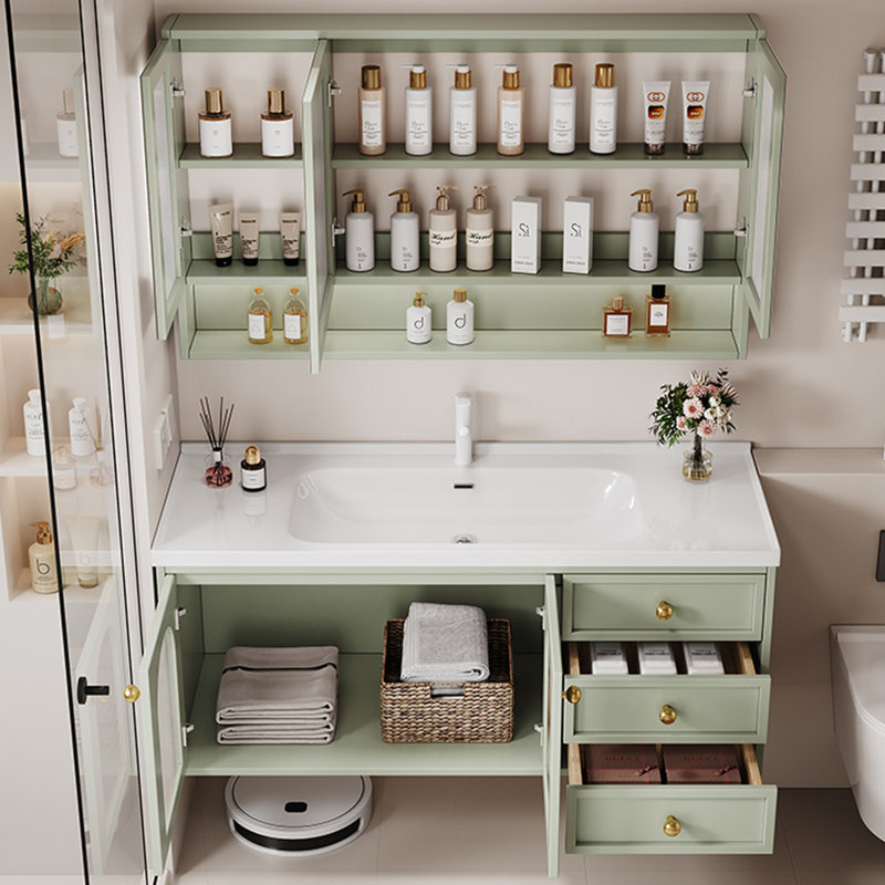 Armoire de salle de bain de style français simple, Vert clair