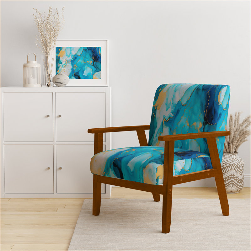Fauteuil Berdahl, Accoudoirs carrés bruns, Orange Velvet