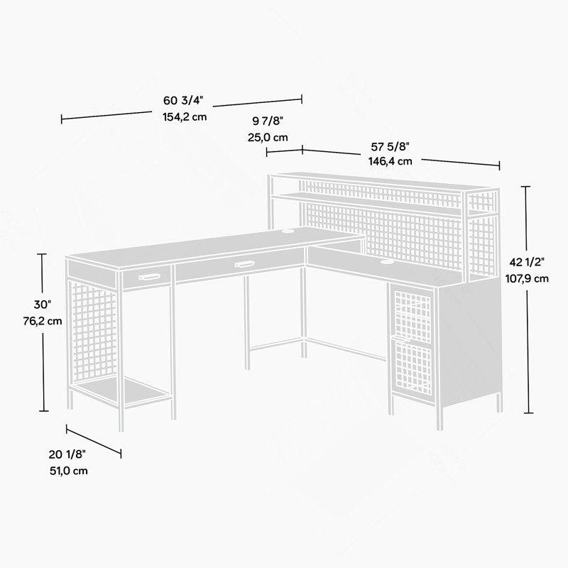Bureau en L, bureau à structure métallique, bureau d'écriture pour la maison, bureau