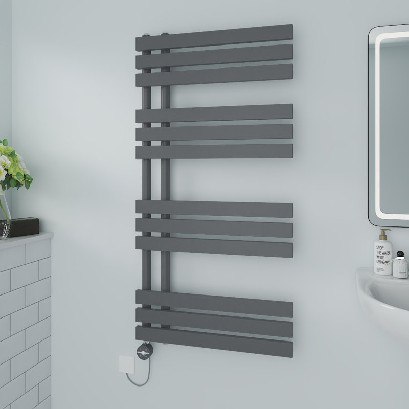 Caihla Designer Towel Rail Heated Towel Rails, Anthracite, 120cm H x 60cm W x 7.35cm D