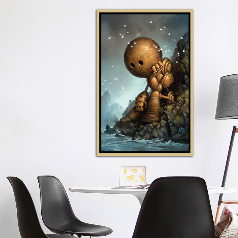 Décoration murale pour enfants Introversion, H 60 po x l 40po x P 1,5 po, Toile encadrée d'or