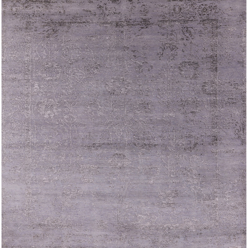 Tapis gris à motif géométrique Hulsey, Carré 8 pi