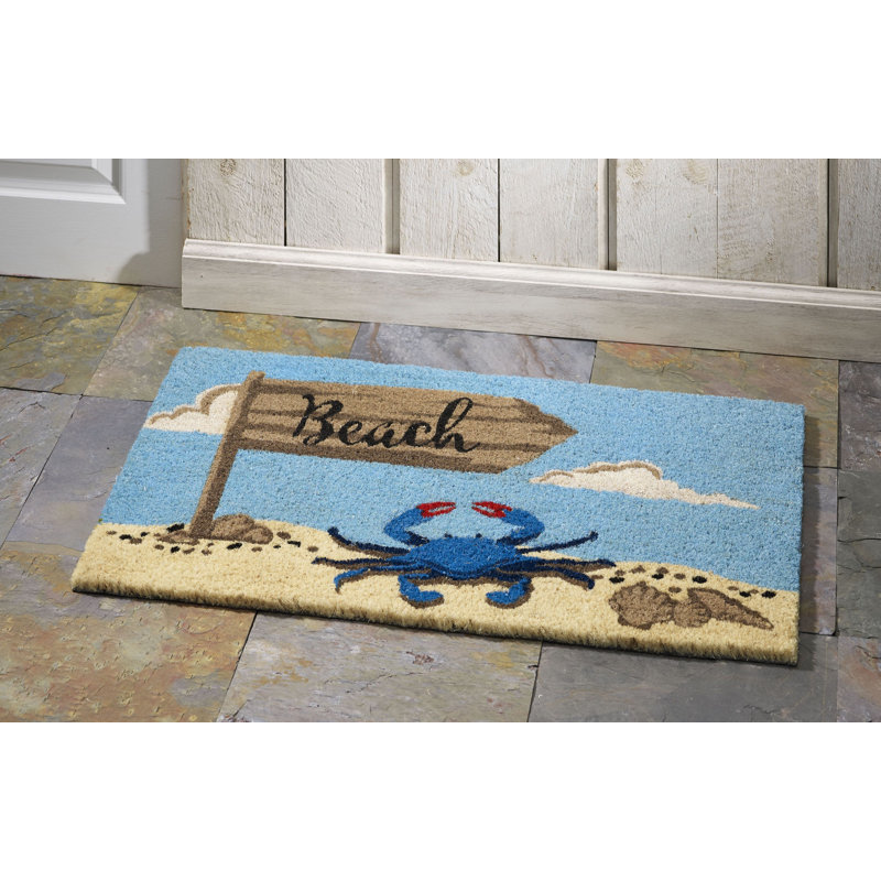Beach Sign Crab Outdoor Doormat