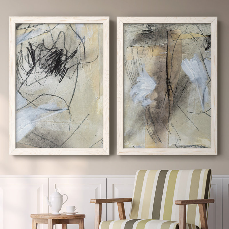 Masked Notes VII Masked Notes VII - impression sur toile encadrée 2 pièces, Blanc, H 27,5 po x l 75 po x P 1,5 po