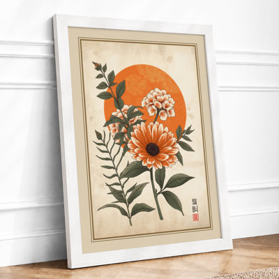 Flowers Against Rising Sun Japandi - Print