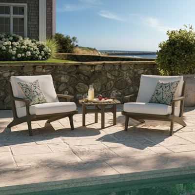 Saratoga 3-Piece Outdoor Patio Teak Wood Furniture Set With Lounge Chairs And Side Table