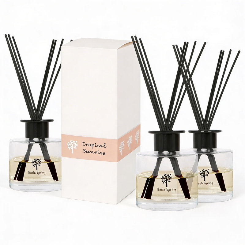 Nicola Spring Scented Glass Reed Diffusers - 200ml - Pack of 3, Clear, Fruity