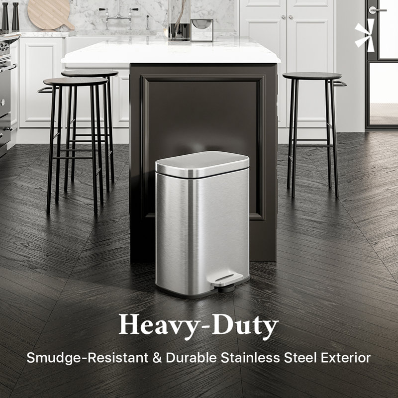Totti 1.3 Gallon Matte Stainless Steel Step-On Trash Can