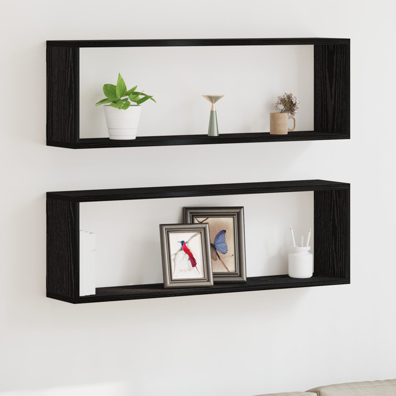 Floating Shelf, Black, 26cm H x 80cm W x 15cm D