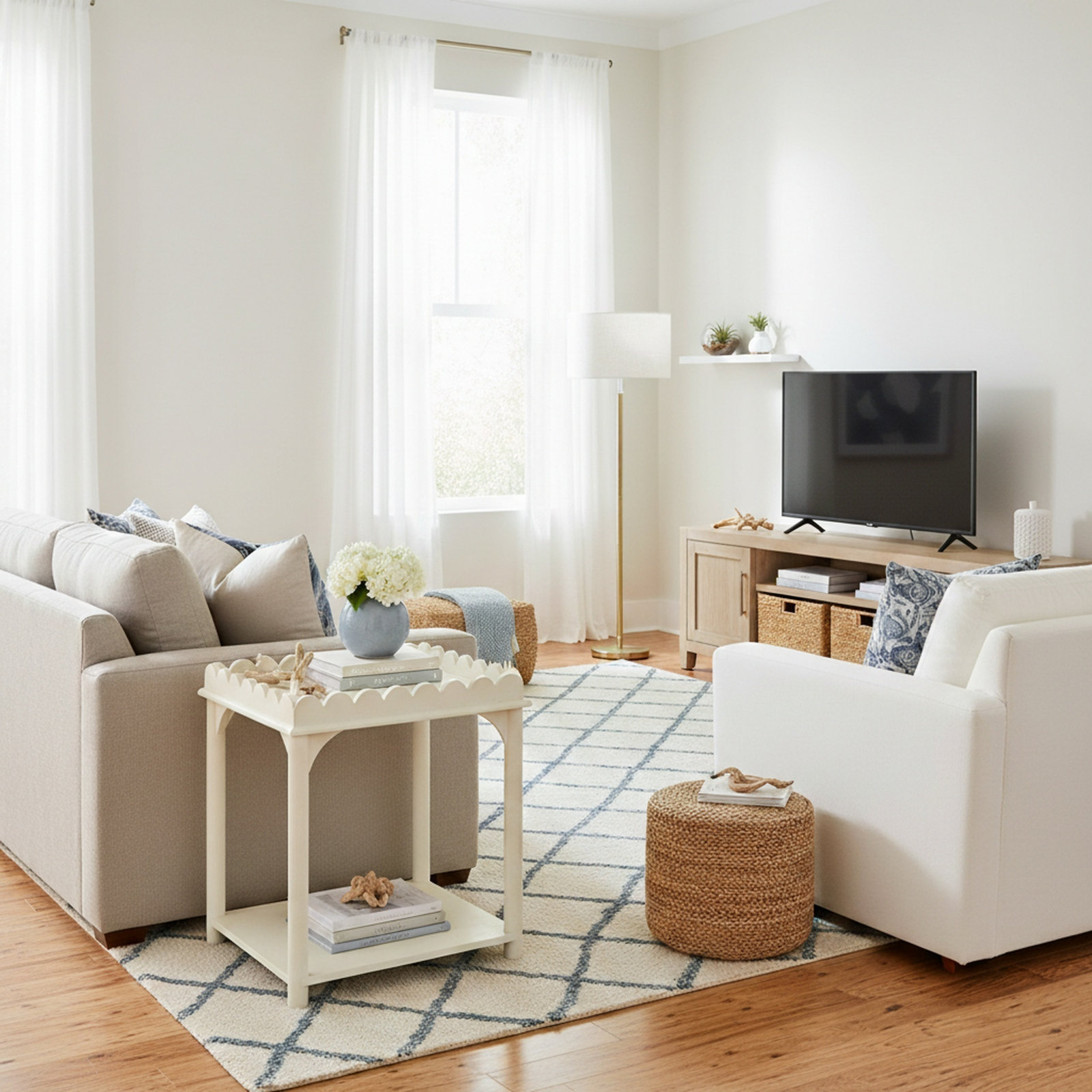 Madeline 24" Mango End Table, White