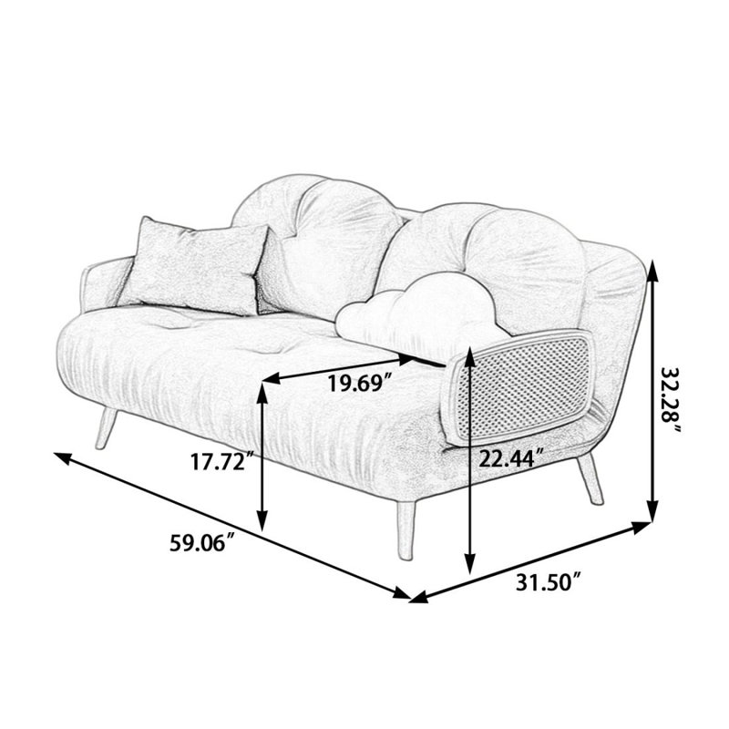 Canapé convertible convertible en suède vert forêt, 59.06"W*31.5"D*32.28"H