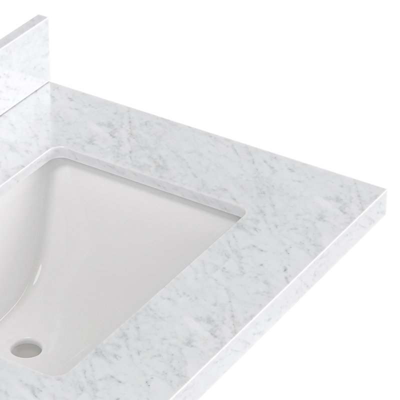 ARIEL Camila 73 Double Sink Bathroom Vanity with Italian Carrara Marble Top, Rectangular