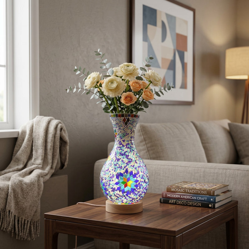 Lampe de table en verre 5,1 "à intensité variable 3 couleurs (sans fleurs incluses)