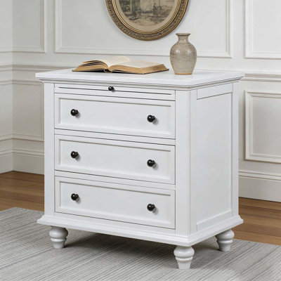 Armoire de rangement en bois à 3 tiroirs, table de bout avec plateau coulissant