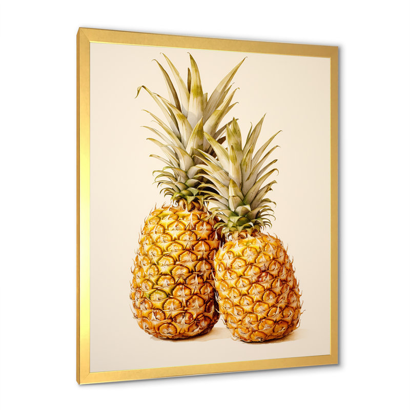 Pinapple Golden Grove IV - ananas, impression d'art mural, Encadrement doré, H 32 po x l 16 po x P 1 po