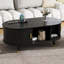 Table basse ovale en bois cannelée-440808262