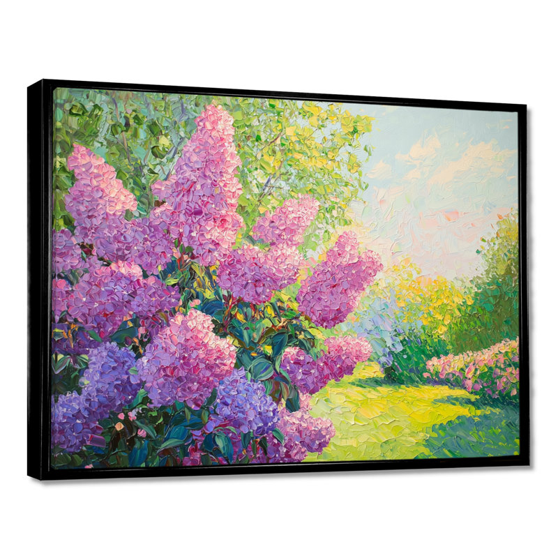 Lilac jardins dans la campagne française II - lilas, reproduction d'art mural, H 12 po x l 20 po, Noir