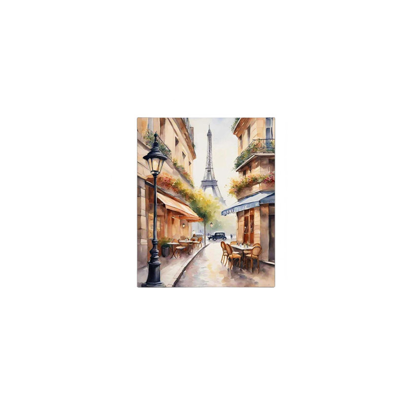 Eiffel Tower Cafe Unframed Canvas Wall Art 24" X 36"