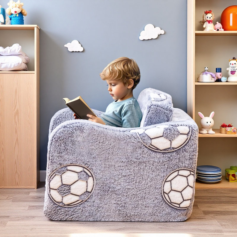 2-In-1 Comfy Couch, Glow In The Dark Floor Bed,  Modular Convertible Sofa Furniture, Foldable Chair Sofa For Playroom, Gray