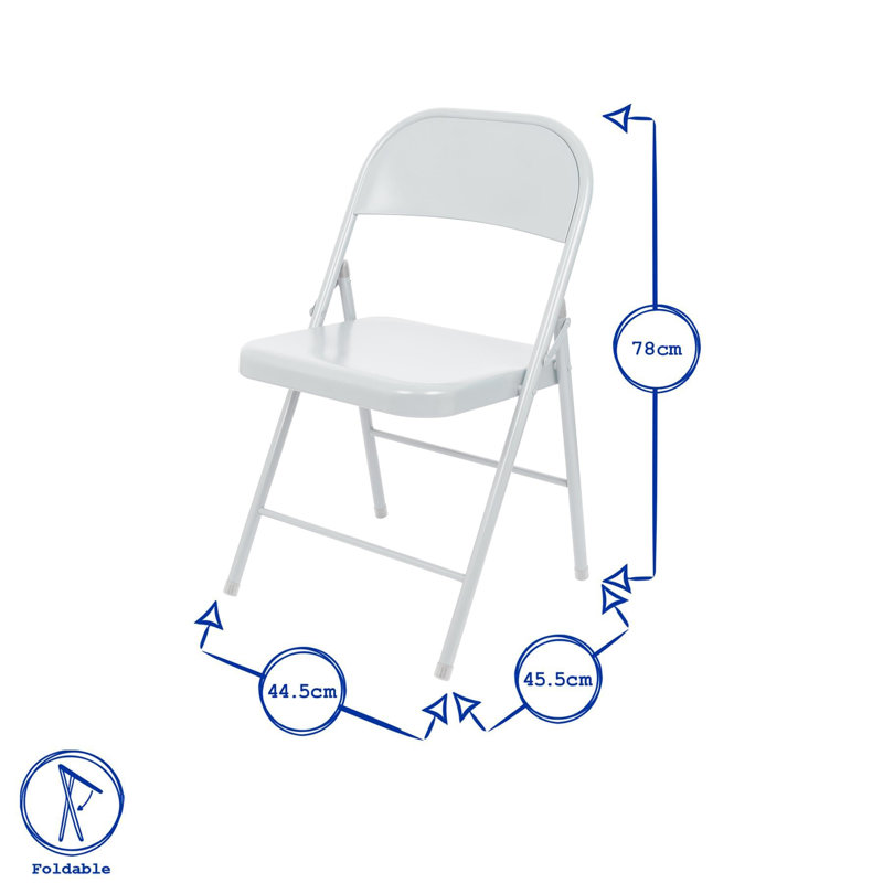 Metal Folding Chair with Rubber Bumper Feet, White