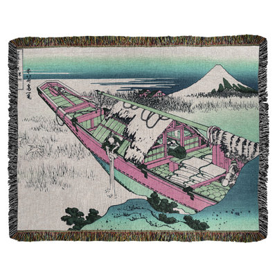 Jeté en coton Katsushika Hokusai Ushibori dans la province d'Hitachi